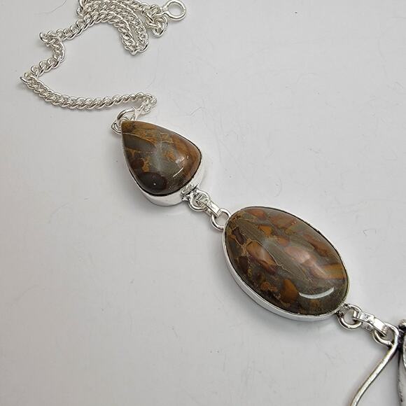 Sterling Silver Jasper Necklace - 22" Chain - Picture 6 of 8